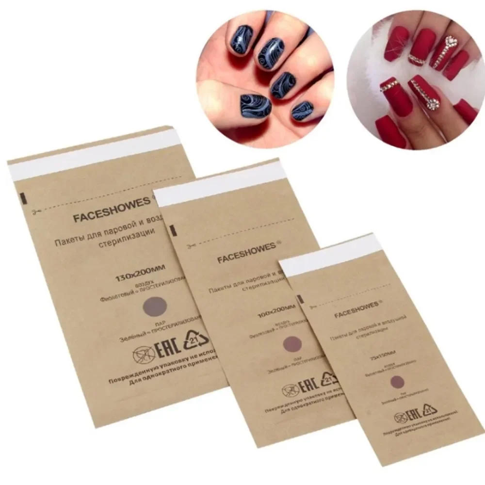 Description Picture 3 of item100Pcs Manicure Kraft Bags Nail Art Sterilizer Nails Clean Sterilization Bag Disposable Manicure Supplies UV Disinfection Tools