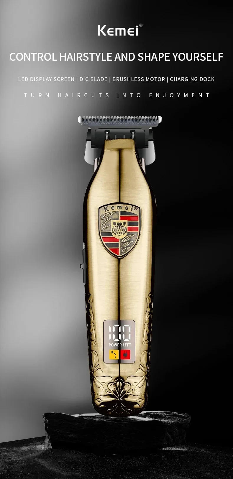 Description Picture 2 of itemKemei Barber Professional Hair Clipper Men Rechargeable Hair Trimmer Beard Cordless Electric Hair Cutting Machine Rechargeable