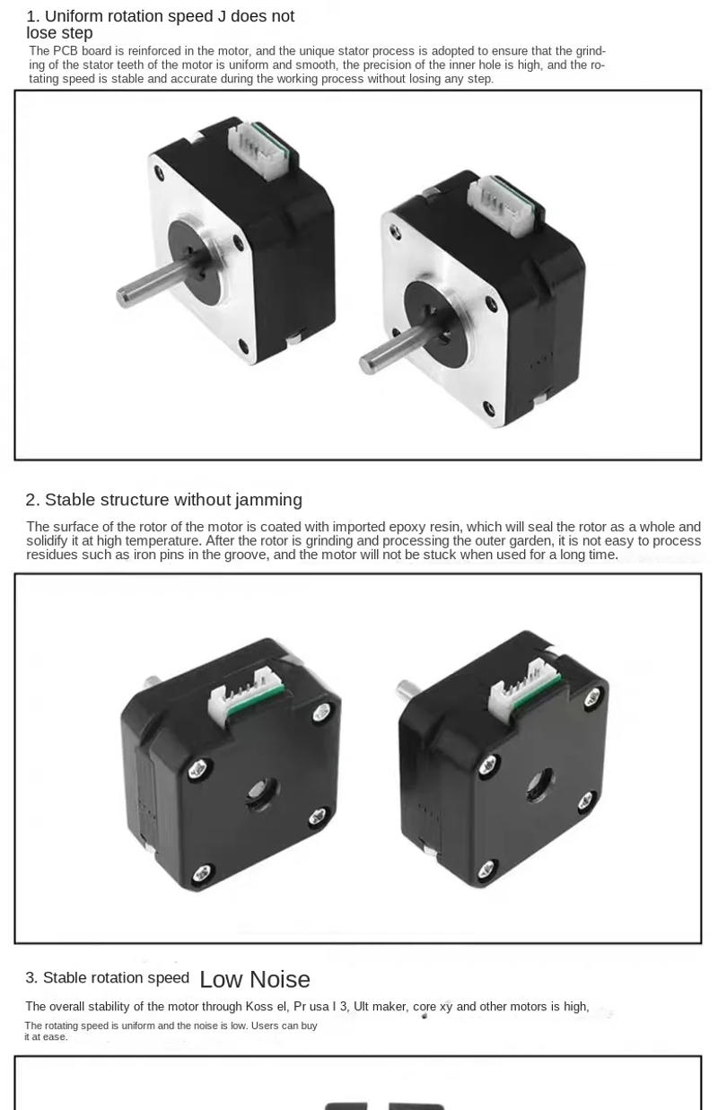 Description Picture 5 of itemNema17 42BYGH23 For 3D Printer Extruder 4 Lead Nema 17 22mm 42 Stepper Motor 42*42*23mm 1.0A 4.1V CNC Laser Engraver Motor