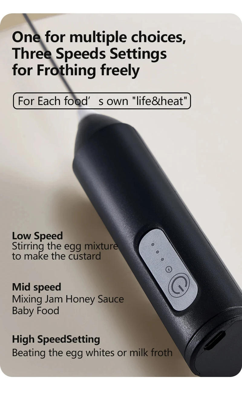Description Picture 6 of itemElectric milk frother, handheld coffee machine, 3-speed wireless egg beater, room tool, multifunctional food ingredient mixer