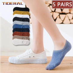 5 Pairs Women's silicone non-slip invisible socks Summer solid color Ankle Boat Socks female soft Cotton slipper socks 35-40 EUR
