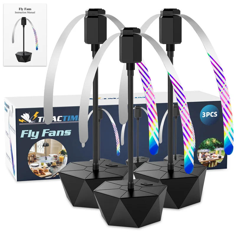 Description Picture 6 of item2/3pcs Fly Fans For Tables Effective Fly Repellent Fan Keeps Flies Away With Soft Blades USB Picnic BBQ Party Fly Fans