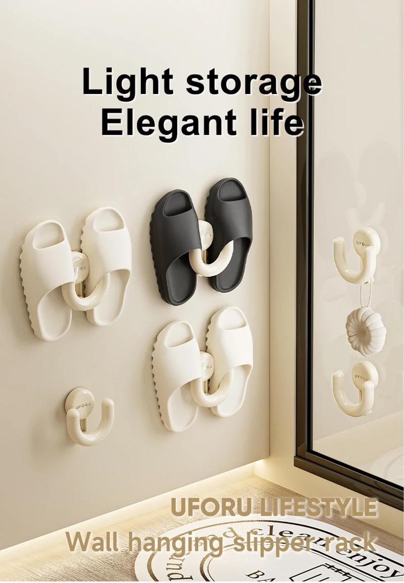 Description Picture 2 of itemUFORU Bathroom slipper rack Suction cup type perforation-free wall hanging toilet special new drain hanger hook storage rack