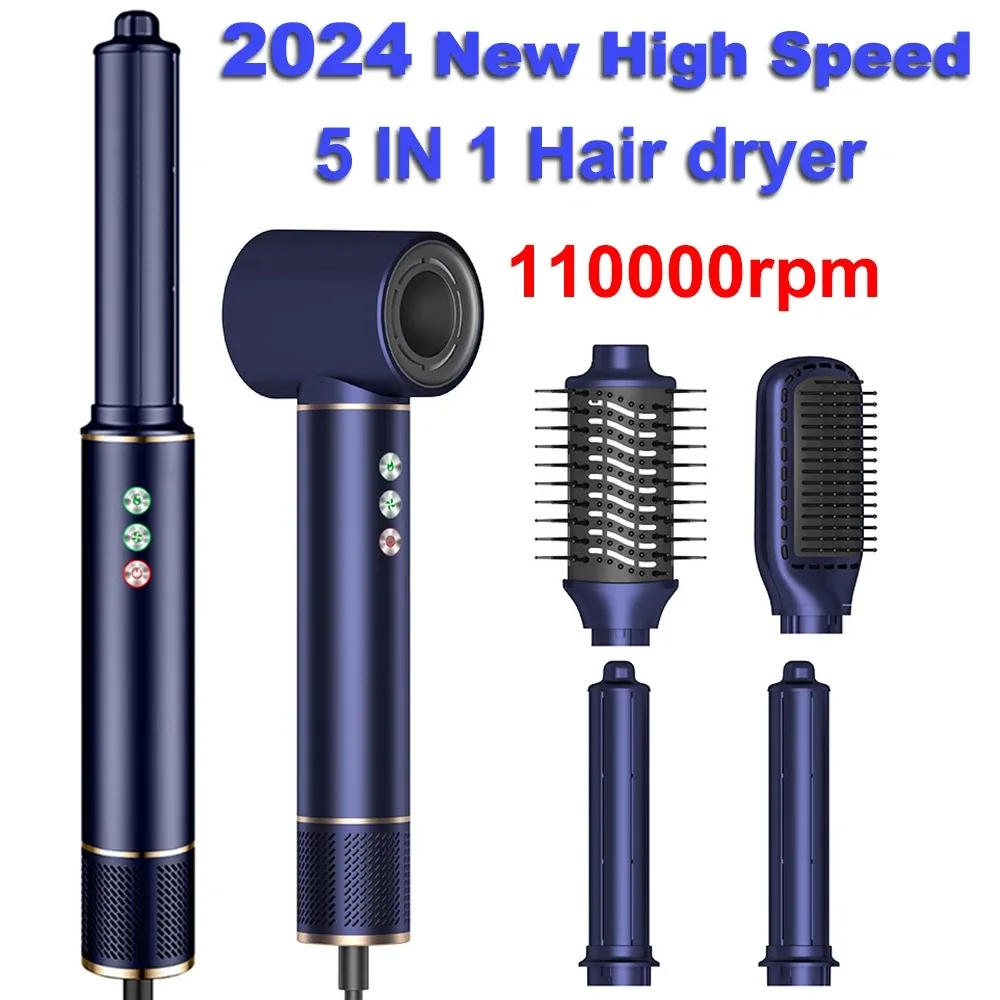 Description Picture 2 of item5 in 1 110000rpm Professinal Leafless Negative Ion Hair Dryer High Speed Blow Dryer Hot Air Brush  Automatic Hair Curling Iron