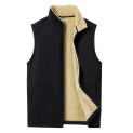 Soft Men Vest Jacket Men Waistcoat Winter Men's Sleeveless Jacket with Warm Fleece Lining Stand Collar Zipper Placket Stylish