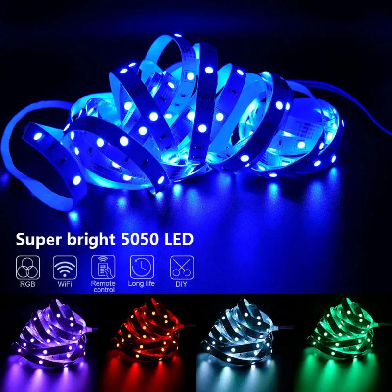 Description Picture 2 of item5V RGB Led Strip Lights 5050 USB Led Light APP Control Luces Led Flexible Lamp Tape for TV Backlight Room Decor Lighting Diode