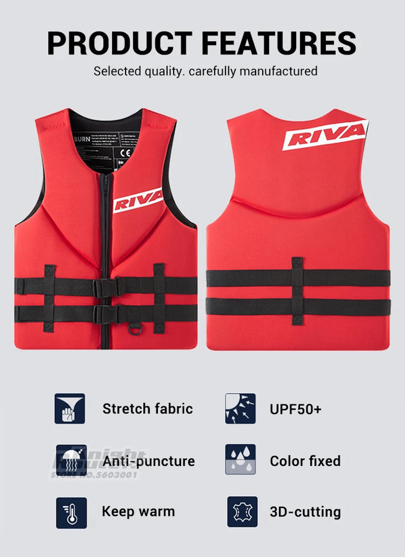 Description Picture 4 of itemLife Vest Adults Surf life Vest Kayak Wakeboard Motorboats Raft Rescue Boat Water Sports Swimming Drifting Rescue Life Jacket