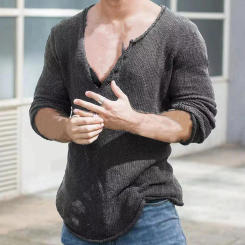Spring Summer Long Sleeve V Neck Slim Casual Tops Vintage Elastic Pullover Knitwear Loose Bottoming Sweater Mens Fashion Shirts
