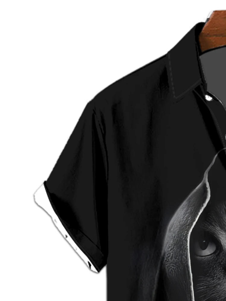 Description Picture 6 of itemCatman 3D digital printed summer short-sleeved shirt for men, personality loose lapel button design clothing, casual, fashion