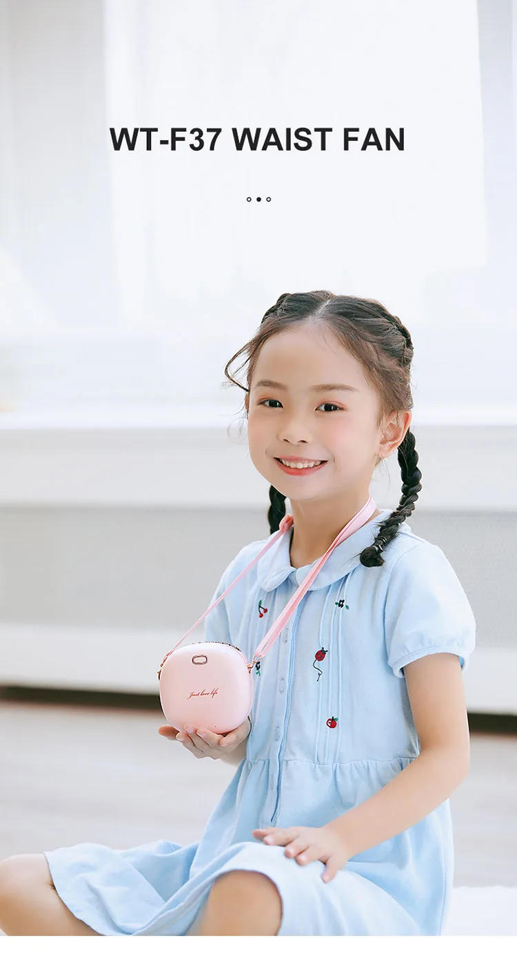 Description Picture 4 of itemPortable Hanging Waist Neck Fan Hands Free USB 3 Speed Adjustable Air Cooler Summer Silent Bladeless Fan mini air conditioner