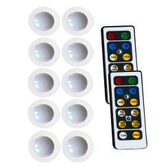 Tap On LED Puck Light 10 Pack With 2 Remote Wireless LED Under Cabinet Lights Battery Powered Lamp for Closet Kitchen Counter
