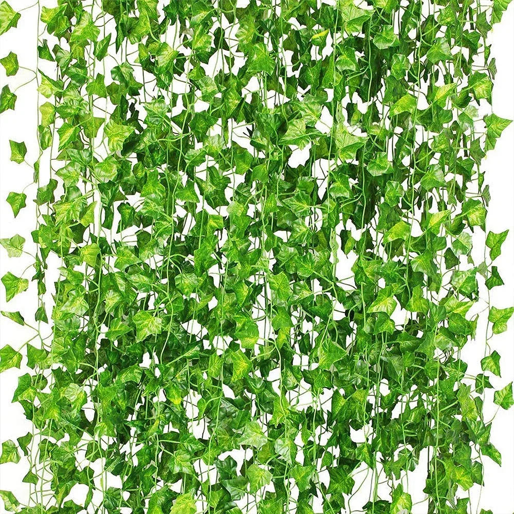 Description Picture 5 of item10/2M Artificial Plant Green Ivy Leaf Garland Hanging Vines Outdoor Greenery Wall Decor DIY Fake Wreath Leaves Home Party Decor