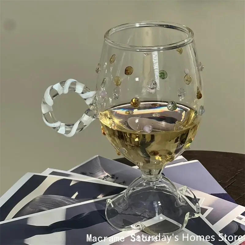 Description Picture 2 of itemColorful Gem Goblet Wine Glass Champagne Coupe Sparkling Resistant Glass Cup Cocktail  Dessert Drinking Glasses