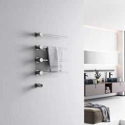 Brand New Brushed Nickel Hidden Connection Heated Towel Warmer 110V/220V Five Bar 304 Stainless Steel For Home Bathroom,Lavatory