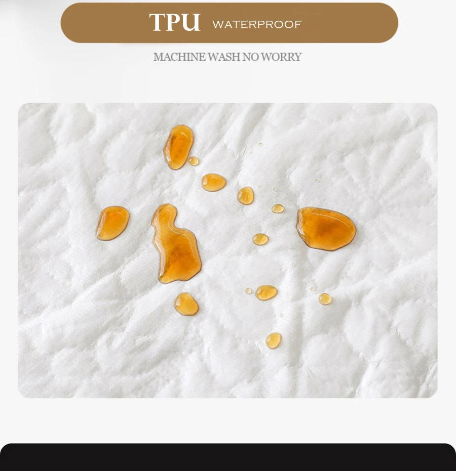 Description Picture 6 of itemQuilted Waterproof Mattress Cover Embossed Bedding Mattress Protector Anti-mite Anti-bacterial Fitted Bed Sheet No Pillowcase