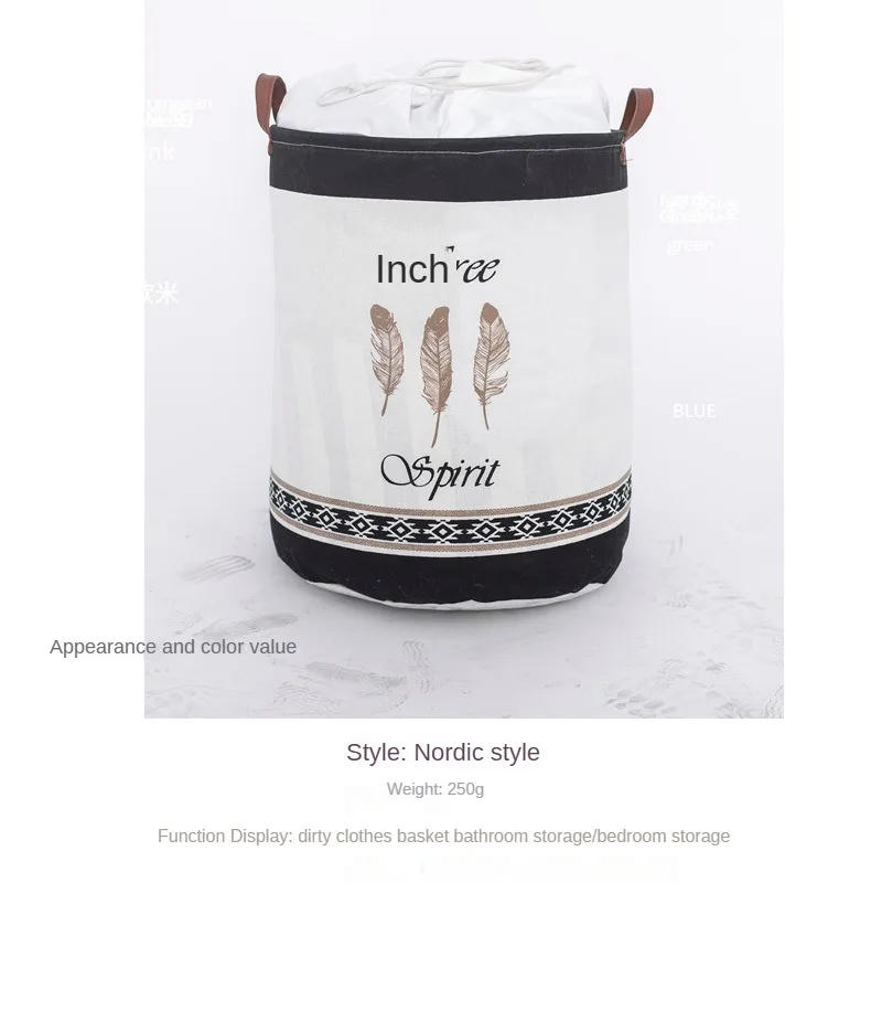 Description Picture 6 of itemIns Storage Bucket Fabric Waterproof Foldable Washing Storage Basket Practical Home Dirty Clothes Basket Clothes Tube