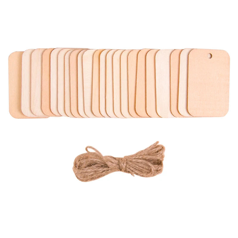 Description Picture 5 of itemUnfinished Nature Wood Slice Gift Tags Blank Wooden Hanging Label With Rope for Wedding Birthday Party Decor DIY Bookmark Crafts