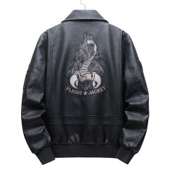 Scorpion Embroidered Faux Leather Jacket Men Spring Autumn Bomber Jackets Mens Motorcycle PU and Coats