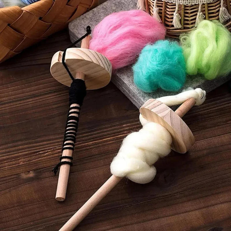 Description Picture 2 of itemSolid Wooden Whorl Yarn Spin Drop Spindle Top Handmade Wool Storage Beginners DIY Handmade Sewing Accessories Tool