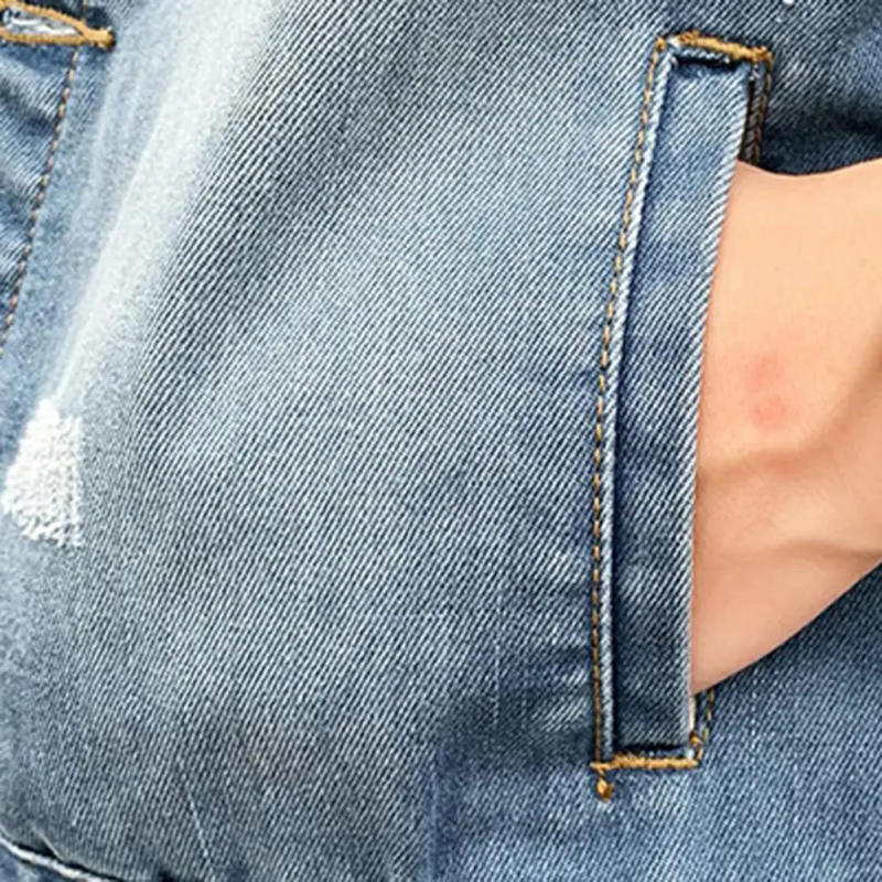 Description Picture 4 of itemPocket Denim Vest Men's Sleeveless Denim Jacket with Ripped Holes Pockets Casual Single Breasted Waistcoat for A Loose Fit for A