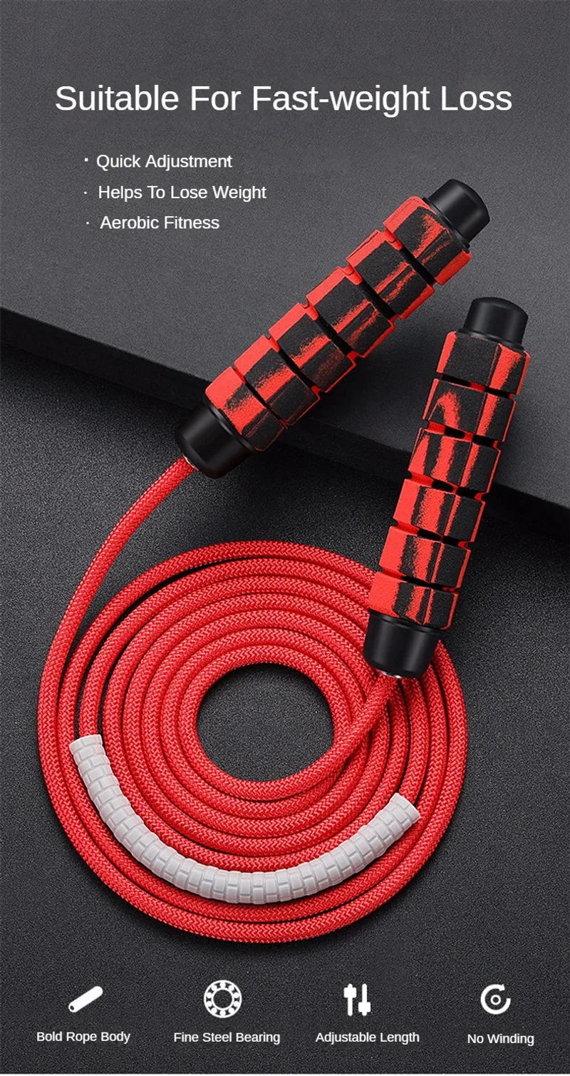 Description Picture 2 of itemJump Rope Crossfit Boxing Heavy Skipping Rope Foam Grip Handles for Fitness Workouts Endurance Strength Training