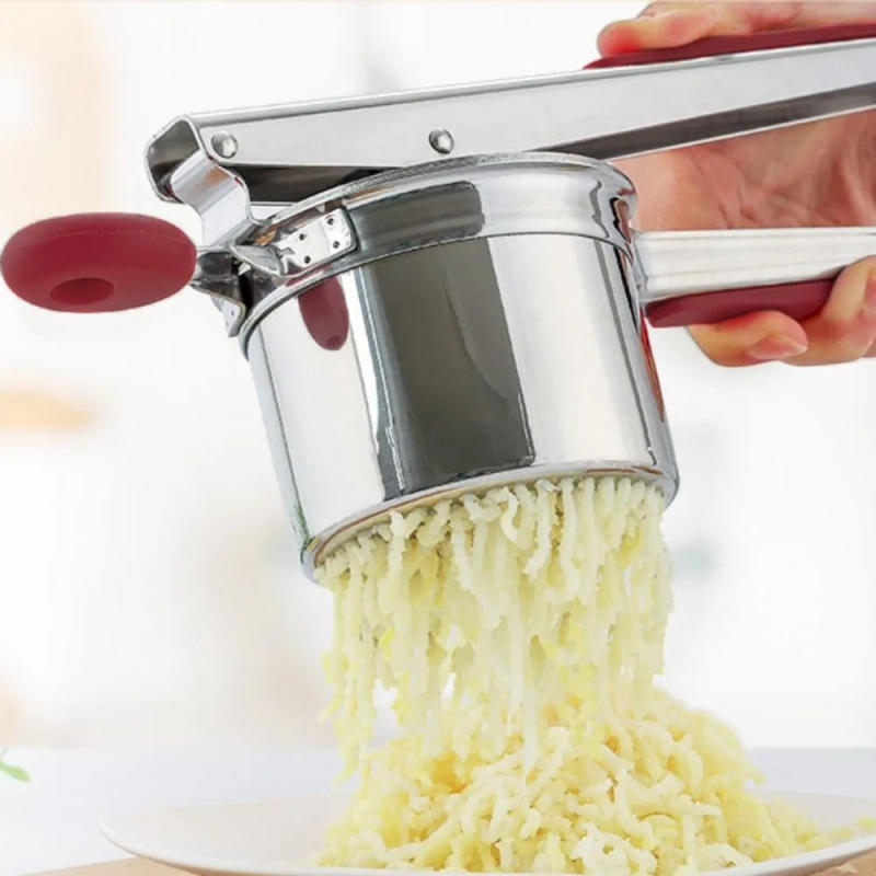 Description Picture 5 of itemStainless Steel Potato Masher Manual Silicone Handle Potato Ricer Maker Hand Press with 3 Interchangeable Discs Juice Squeezer