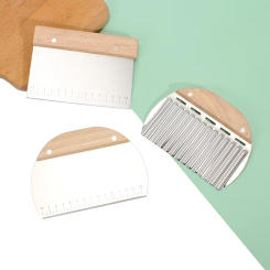 Stainless Steel Dough Cutter Baking Cake Bread Noodle Cutter Wave Knife French Fries Slicer Pastry Scraper With Measuring