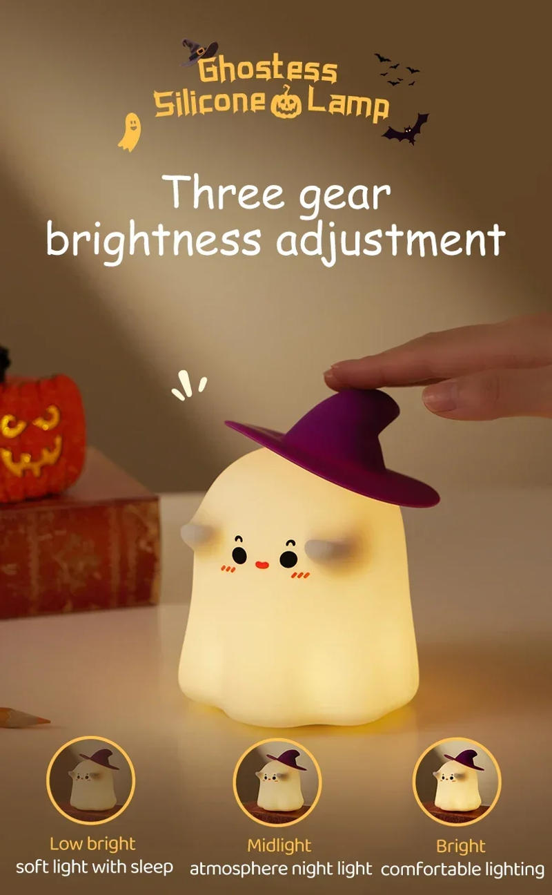 Description Picture 3 of itemPumpkin Halloween Led Night Light Ghost Table Lamp Book Light Cute Cartoon Birthday Gifts for Kids Nursery Bedroom Bedside Sleep