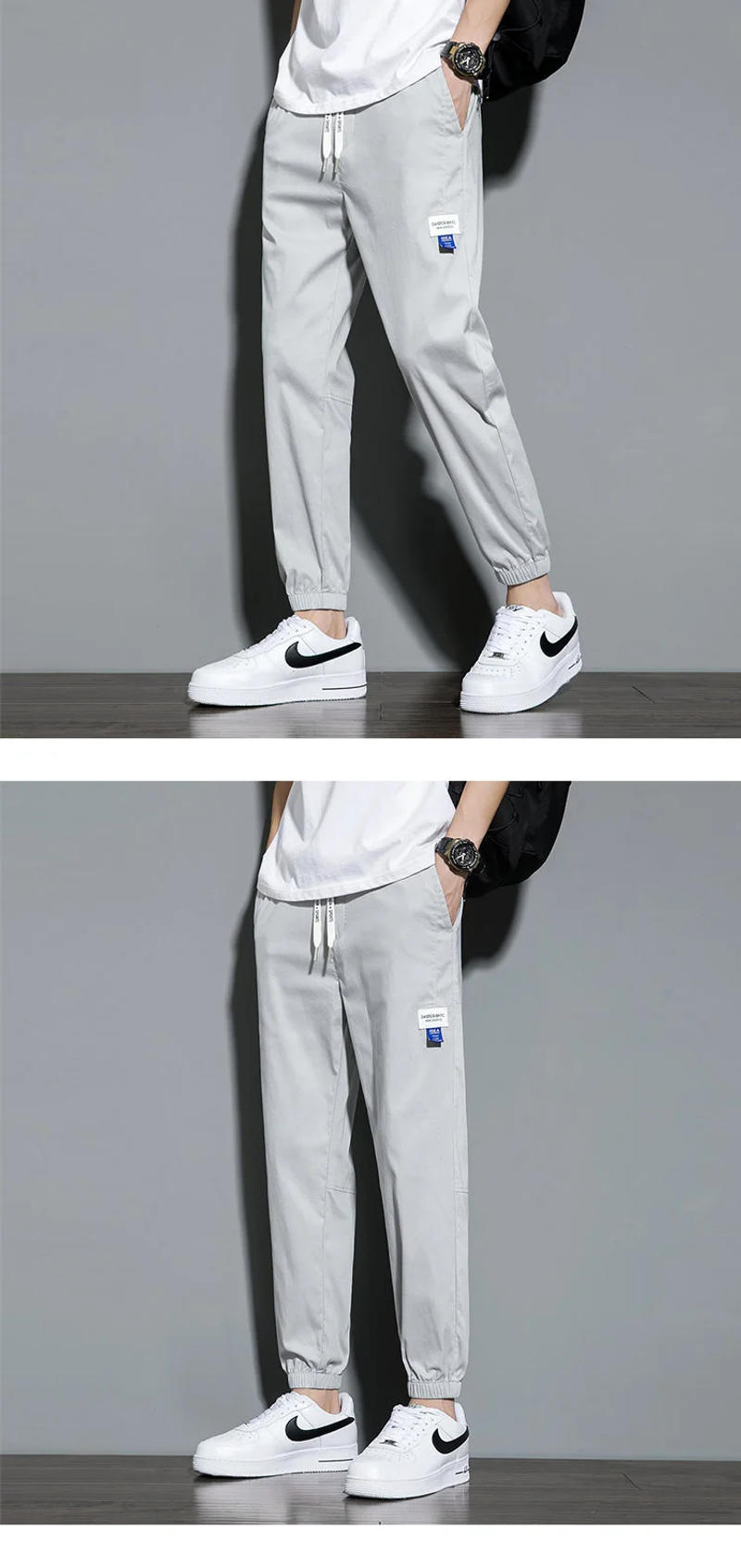 Description Picture 6 of itemSummer Thin Workwear Pants Men's Ice Silk Slim Fitting Sweatpants Trend Leggings Bundle Foot Casual Men Street Trousers