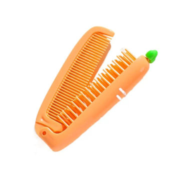 Carrot Foldable Hair Comb Creative Anti-Static Detangling Hair Brush Hair Styling Hotel Travel Folding Comb Children
