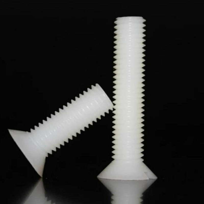 Description Picture 5 of item20/50/100pcs M2 M3 M4 M5 M6 M8 M10 PA66 White Nylon Slotted Countersunk Head Flat Head Screw Plastic Insulated Flat Head Screw