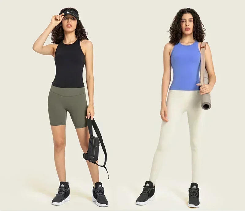 Description Picture 3 of itemLemon Women's Waist-Length Racerback Tank Top Buttery-soft Four-way Stretch Tight Fit Yoga Shirts Summer Breathable Sports Vest