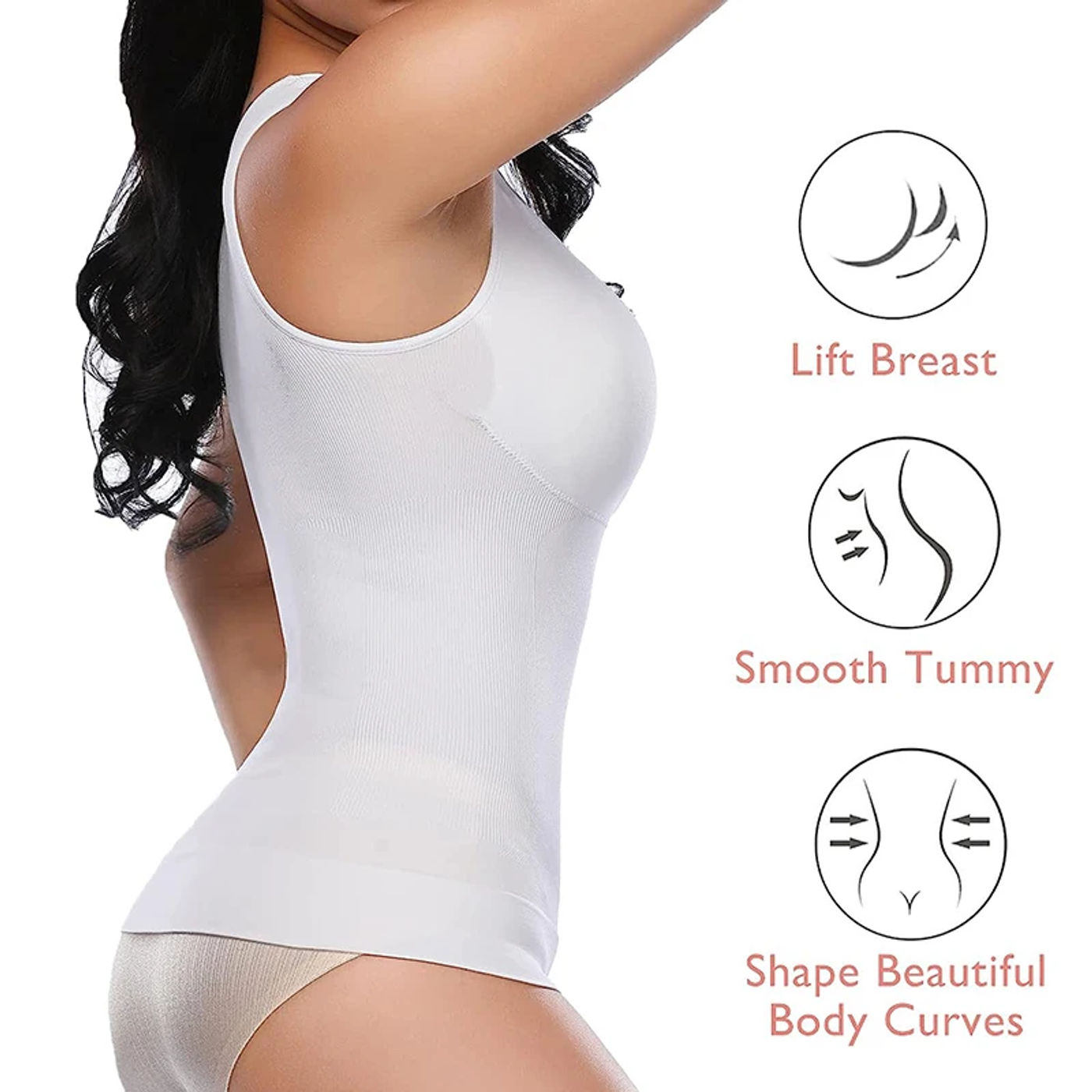 Description Picture 6 of itemWomen Tummy Control Tank Tops Slimming Body Shaper Waist Trainer Corset with Padded Bra Shaperwear Compression Camisole Vest