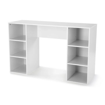 Mainstays 6-Cube Storage Computer Desk, White Desks  Office Table Desk Table Open Storage with Additional Organizing Options