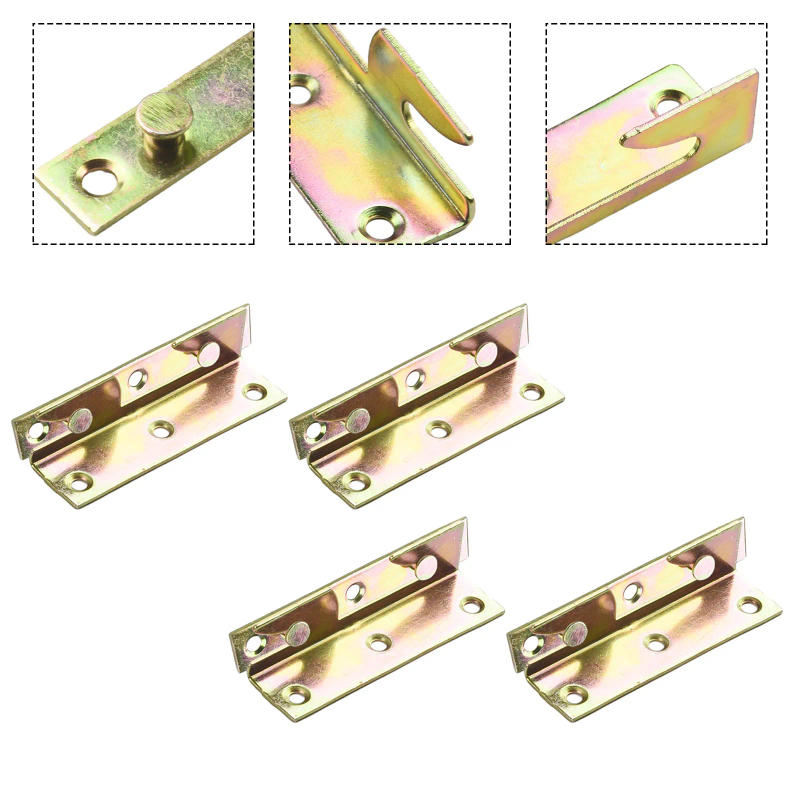 Description Picture 2 of item4 Sets Bed Rail Bracket Non-Mortise Bed Furniture Hinge Fixing Connector Bed Rail Bracket Home Improvement Building Hardware
