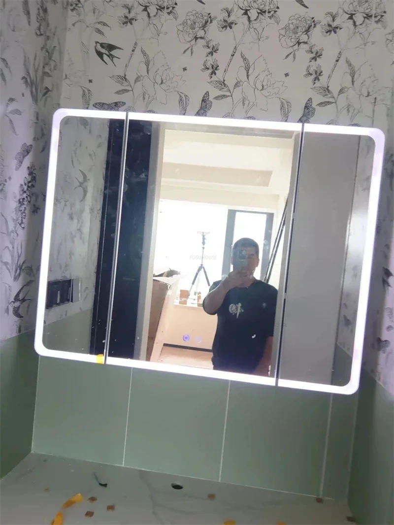 Description Picture 4 of itemLuxury Round Corner Bathroom Cabinets Smart Dressing Mirror Cabinet Designer Home Furniture Wall-mounted Toilet Storage Cabinet