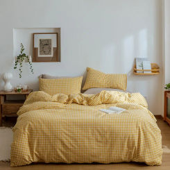 2023 New Arrival 100% Quality Cotton Duvet Cover Plaid Bedding Set On Hot Sales