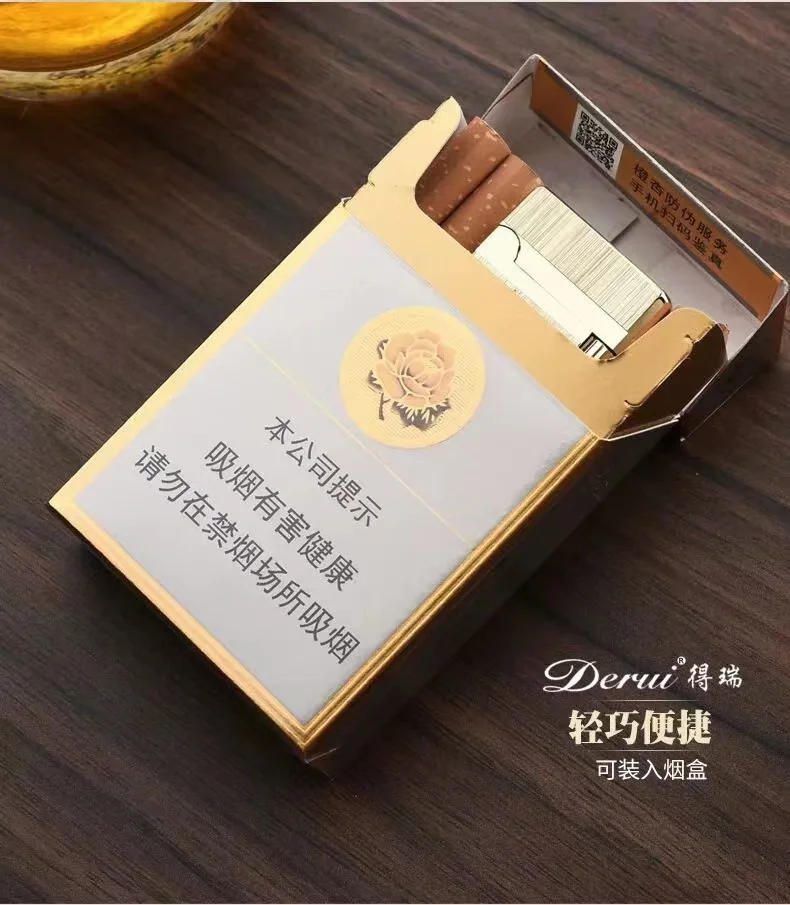 Description Picture 3 of itemNew Light Luxury High-end Ultra-thin Langsheng Metal Inflatable Butane Grinding Wheel Lighter Men's Gift Cigarette Accessories