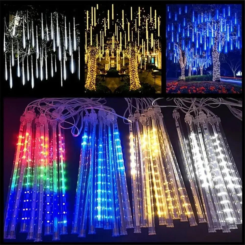 Description Picture 6 of item32/24/16/8 Tubes Wedding Street Garden Decor Holiday Light LED Meteor Shower Fairy String Garland Lights Christmas Decorations