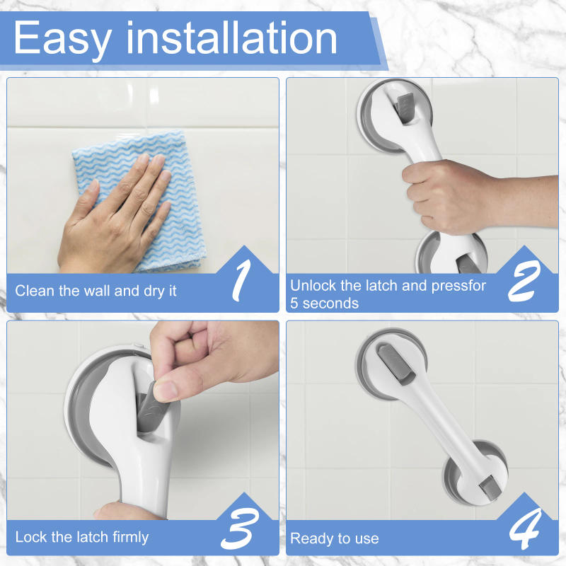 Description Picture 6 of item2pcs Shower Handle Anti-Slip Sturdy Bathtub Safety Handle Strong Hold Suction Cup Bar Handle No Drilling For Handicap Elderly