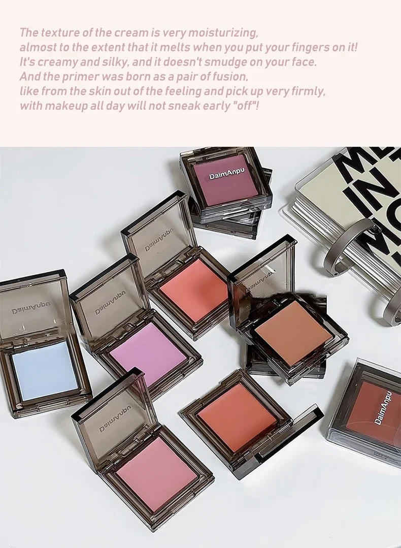 Description Picture 5 of itemMonochrome Creamy Blush Palette Waterproof Moisturizing Make-up Blusher Mud Cream Cheek Matte Peach Rouge Contour Tint Cosmetics
