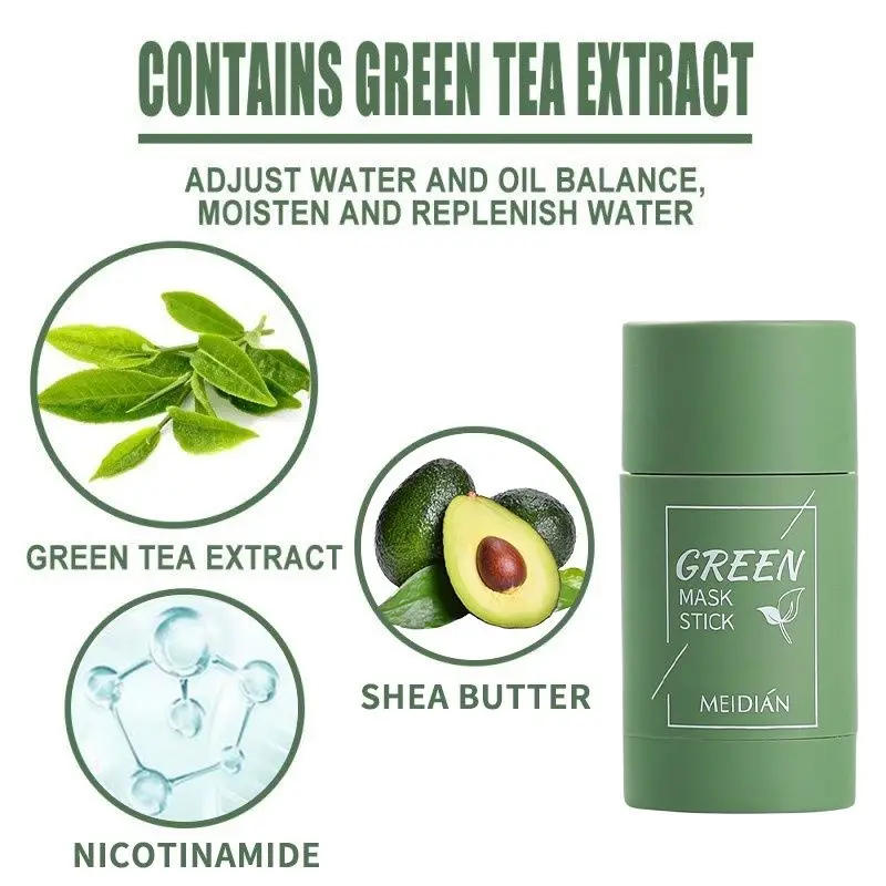 Description Picture 4 of itemGreen Tea Mask Stick Remove Blackheads Acne Deep Cleansing Purifying Clay Mask Oil Control Solid Mask Moisturizing Skin Care