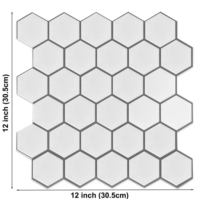 Description Picture 3 of itemHexagon Wall Tile Stickers Hexagon 3d Viny Wallpaper Strong Adhesive Wall Tiles Backsplash for Kitchen and Bathroom 1/10 Pieces