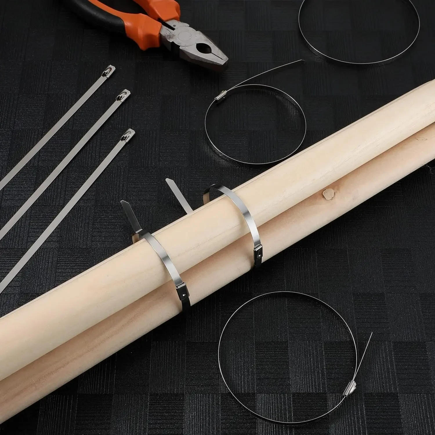 Description Picture 5 of item300/20Pcs Stainless Steel Cable Ties Metal Self Locking Fastening Ring Heavy Duty Wrap Wire Ties Organizer Hardware Accessories