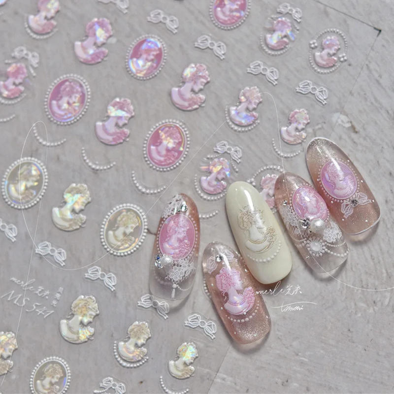 Description Picture 4 of item1pcs 5D Japanese Profile Picture Nail Art Stickers Kawaii Glitter Shell Relief Nail Decorations Adhesive Decals DIY Accessories