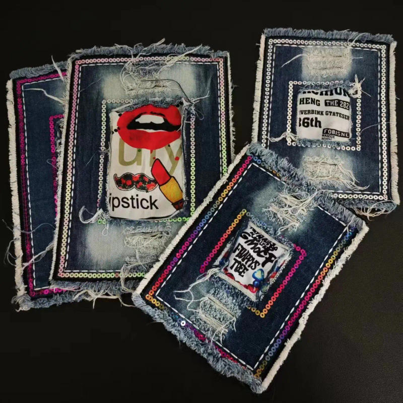 Description Picture 3 of itemGlitter Sequin Applique Patches Denim Flower Letter Themed Sewing On Stickers For DIY T-shirt Clothing, Jeans, Backpack