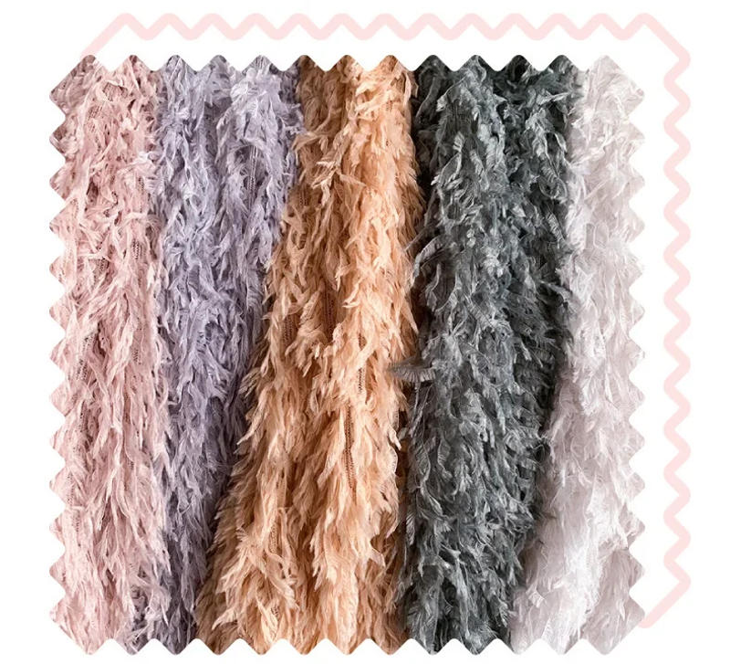 Description Picture 3 of itemNew Feather Tassel Fabric Chemical Fiber Plush Mesh Fabric DIY Dress Skirt