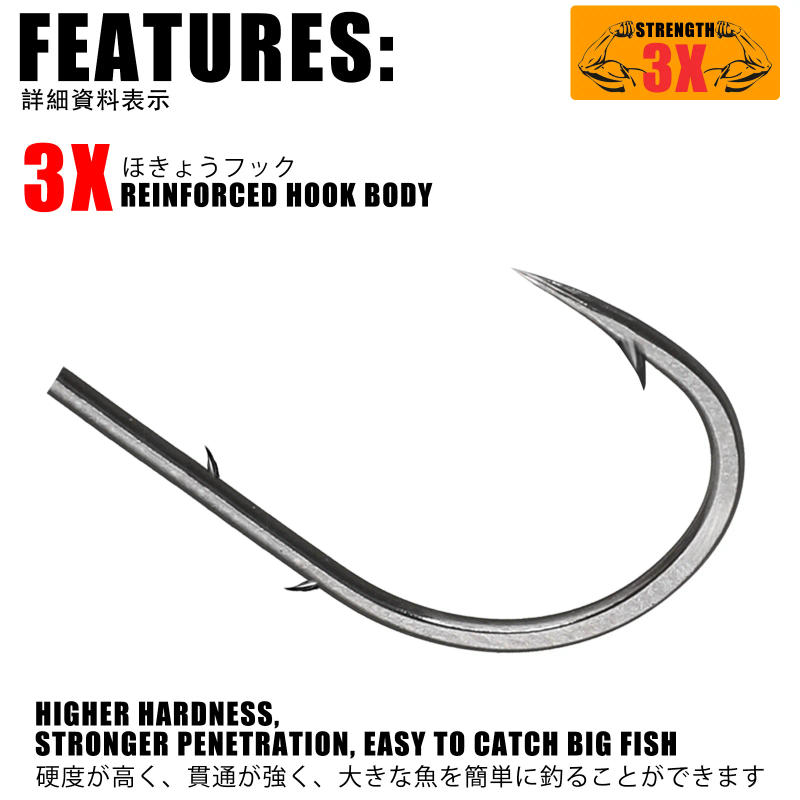 Description Picture 5 of itemJig Head Hook 3X Rockfish Ajing Fishing Hooks For Soft Worm Lure Bass Fish Pesca Goods 0.8-7g 5pcs/Bag Pike Trout Accessories