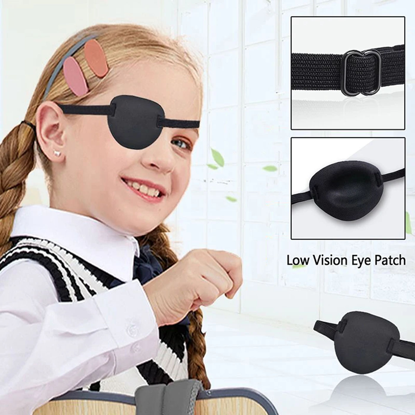 Description Picture 2 of item1Pcs Eye Patch Eye Patches For Adults Adjustable Soft Amblyopia Lazy Eye Patches For Left Or Right Eyes, For Adults And Kids