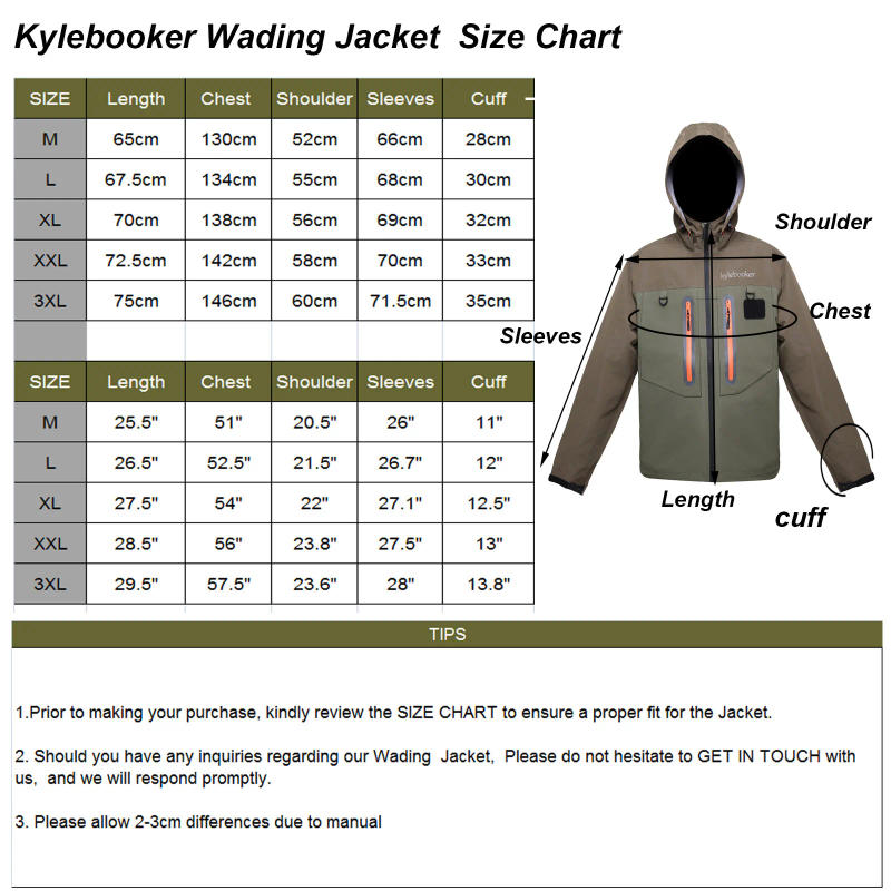 Description Picture 3 of itemMen's Breathable  Fly Fishing Wading Jacket  Waterproof  Fishing Wader Jacket  Clothes Outdoor Hunting Fishing Clothing